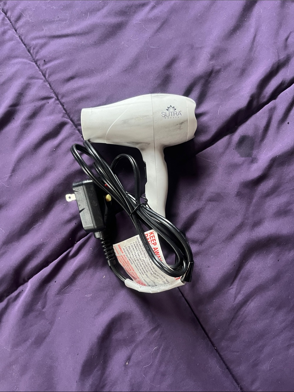 Sutra White Compact Hair Dryer — Portable Styling for Women